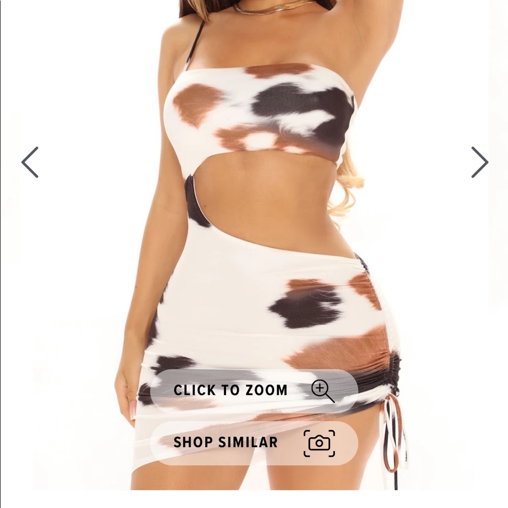 Fashion nova dress. Size small Brown white & black